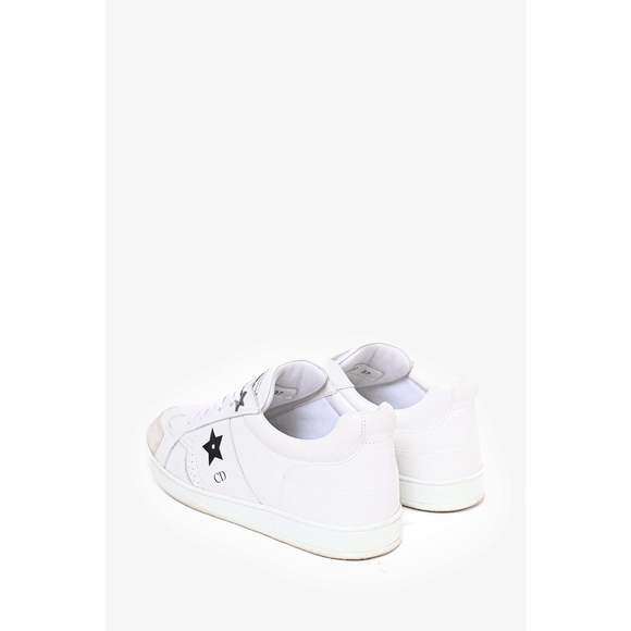 Christian Dior White Leather/Suede Star Sneakers Size 37 - Picture 3 of 3